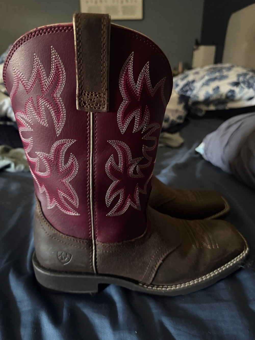 Ariat Brown Footwear with Pink Shaft Cowboy Boots - Picture 2 of 7